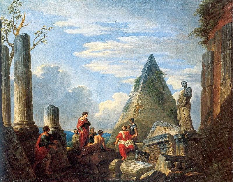 Panini, Giovanni Paolo Roman Ruins with Figures oil painting image